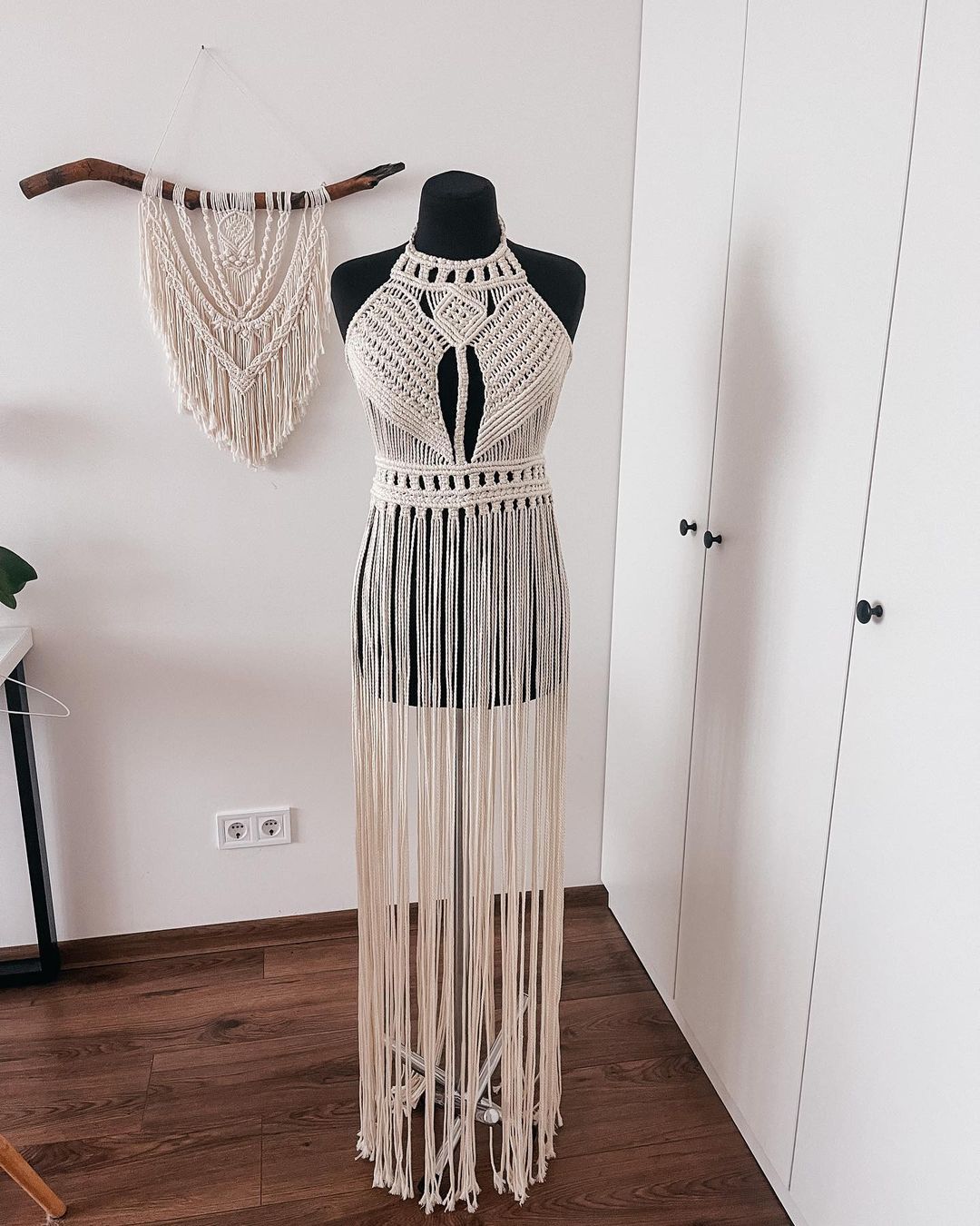 Handmade Cotton Macrame Dress for Wedding and Party - S Handmade Cotton Macrame Dress for Wedding and Party - S
