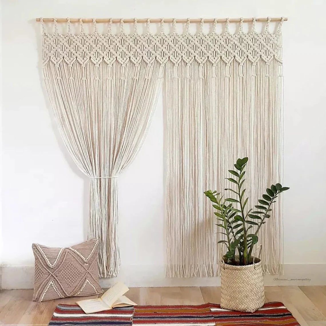 Bohemian Macrame Curtain for Door or Window Handmade Macrame