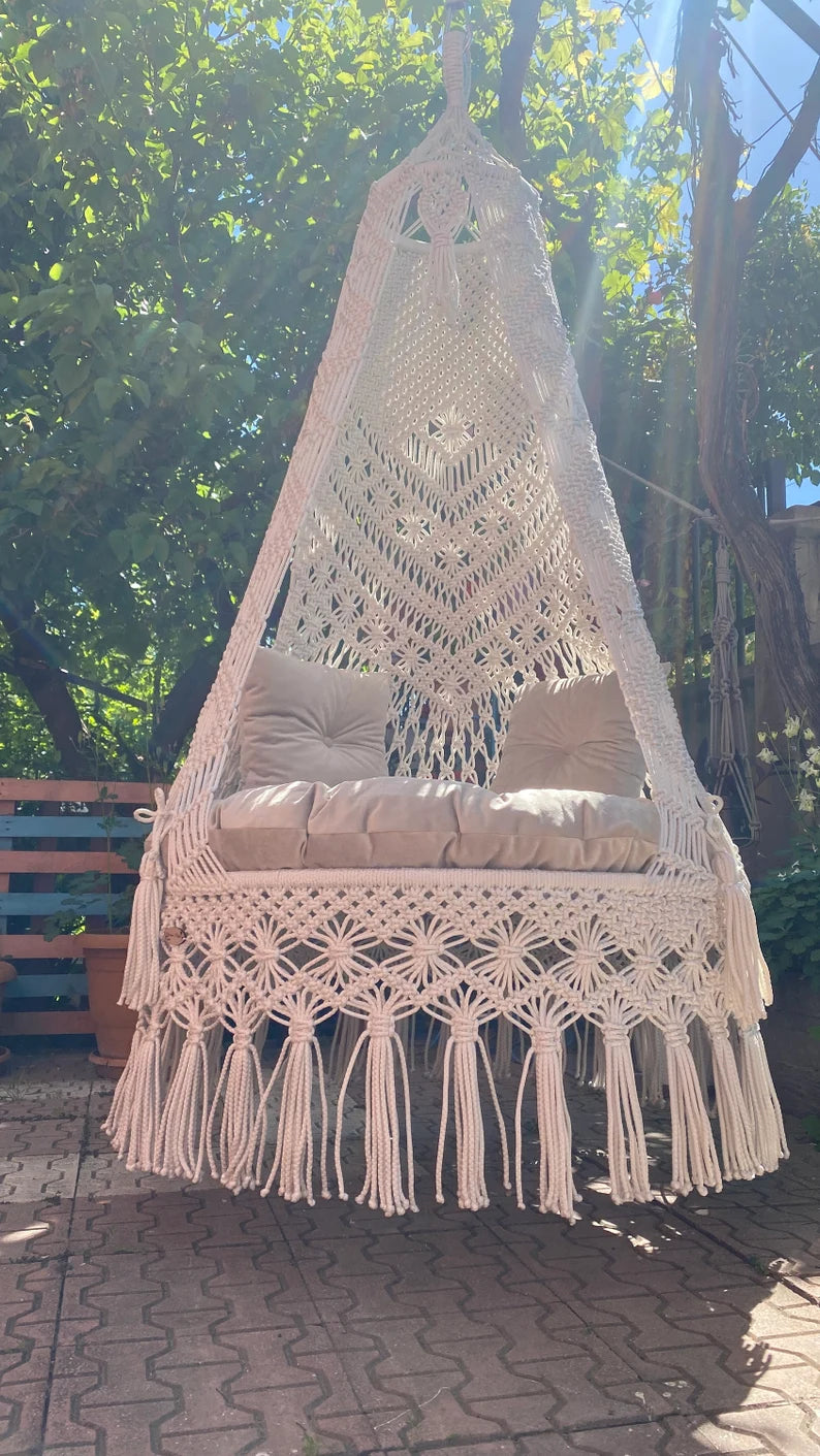 Natural Hanging Handmade Macrame Swing Chair