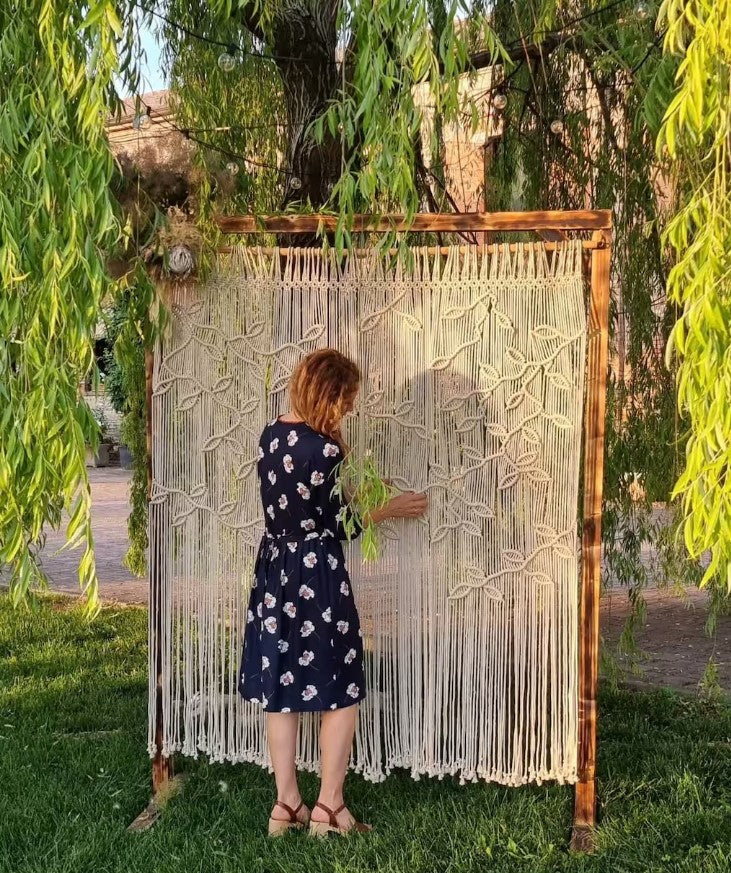 Handmade Macraem large Wedding Backdrop Wall Hanging Decoarion Piece Leaf Backdrop
