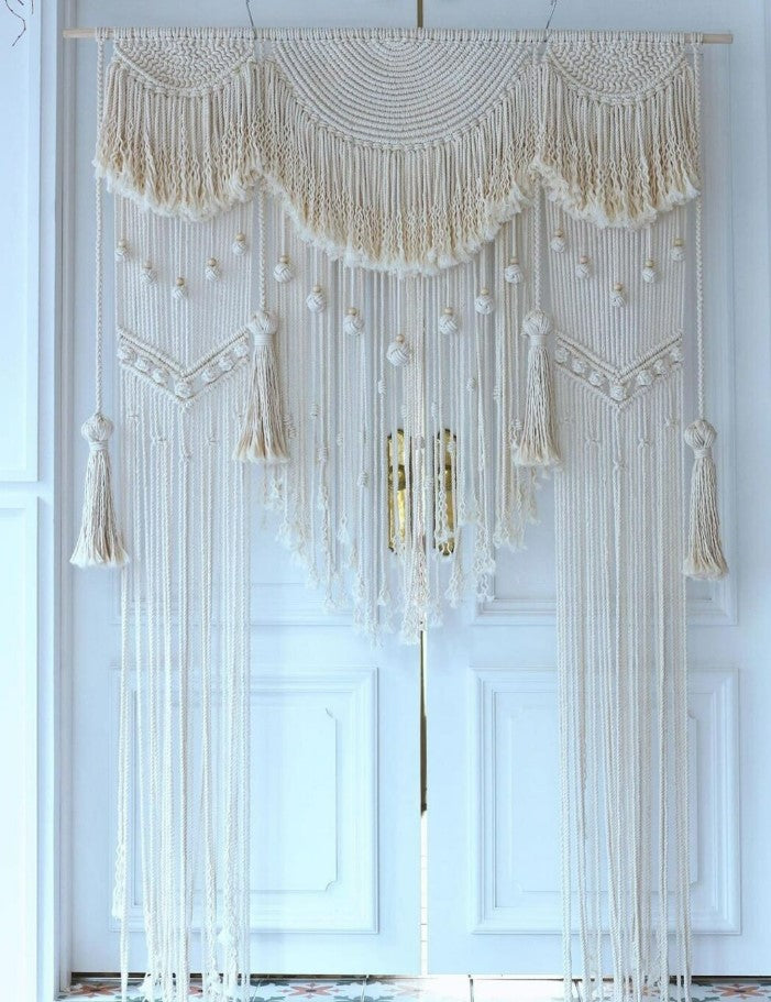 Beautiful Hand Knotted Wedding Backdrop Handmade Macrame Wedding Backdrop, Macrame Wedding Arch Arbor, Macrame Wall Hanging,Macrame Door Hanging,Room Divider,Macrame Curtains