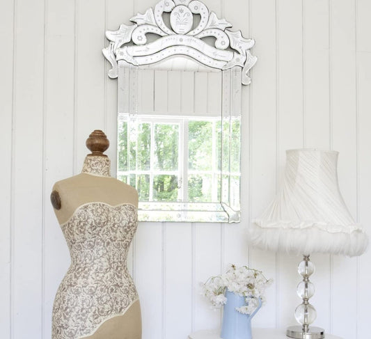Large Venetian Wall Mirror | Luxury Etched Glass Decorative Mirror | Antique Vintage Mirror for Living Room & Bedroom | Premium Home Decor Wall Accent