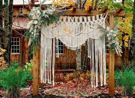 Beautiful Hanging Wedding Backdrop Handmade Macrame Wedding Backdrop, Macrame Wedding Arch Arbor, Macrame Wall Hanging,Macrame Door Hanging,Room Divider,Macrame Curtains