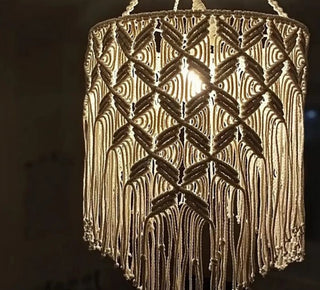 Handcrafted Macrame Pendant Lamp | Bohemian Ceiling Lamp Shade | Boho Wall Hanging Light | Aesthetic Home Decor Lighting | Warm & Cozy Room Decor