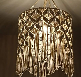 Handcrafted Macrame Pendant Lamp | Bohemian Ceiling Lamp Shade | Boho Wall Hanging Light | Aesthetic Home Decor Lighting | Warm & Cozy Room Decor