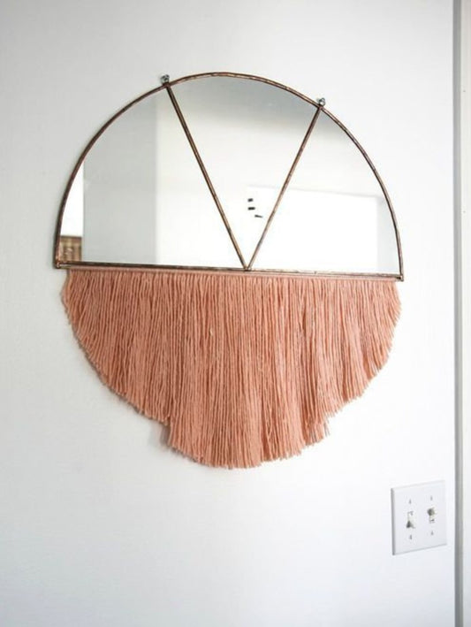 Wall Accent bar- Boho Mirror, Half-Moon Mirror, Macrame Mirror