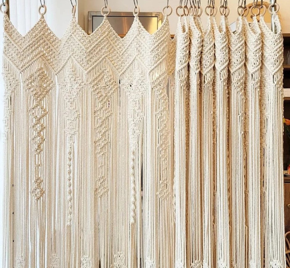 Macrame Curtains, Bohemian Curtain Drapes, Door Window Bohemian Tapestry, Mid Century Modern, Wedding Backdrop, Bedroom Decor