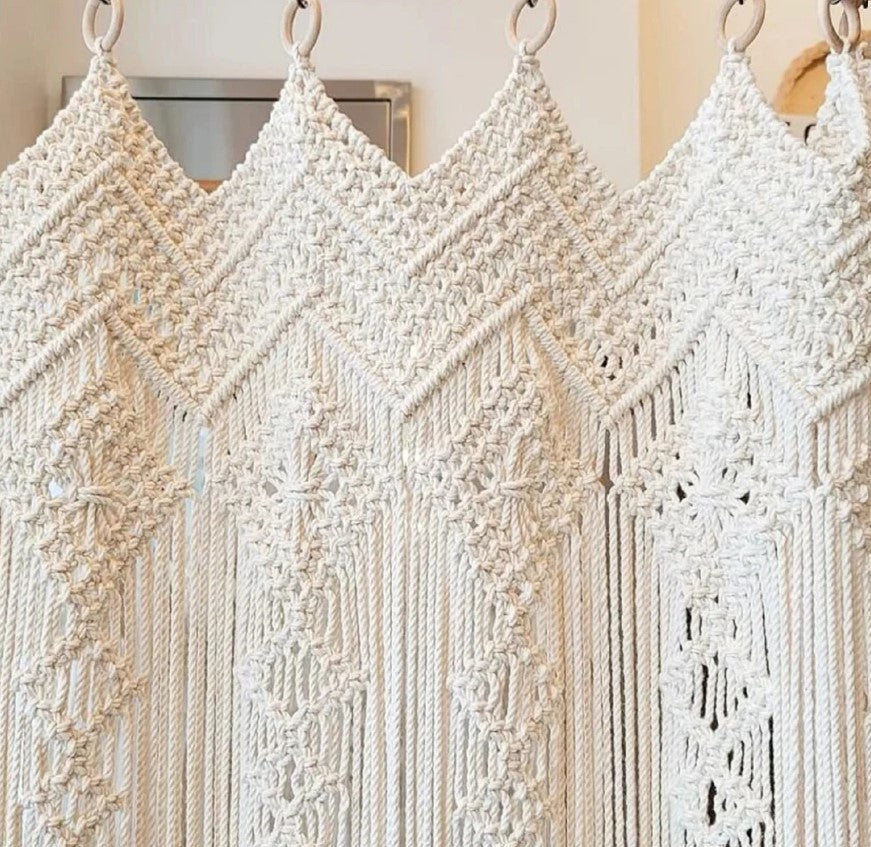 Macrame Curtains, Bohemian Curtain Drapes, Door Window Bohemian Tapestry, Mid Century Modern, Wedding Backdrop, Bedroom Decor