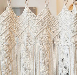 Macrame Curtains, Bohemian Curtain Drapes, Door Window Bohemian Tapestry, Mid Century Modern, Wedding Backdrop, Bedroom Decor