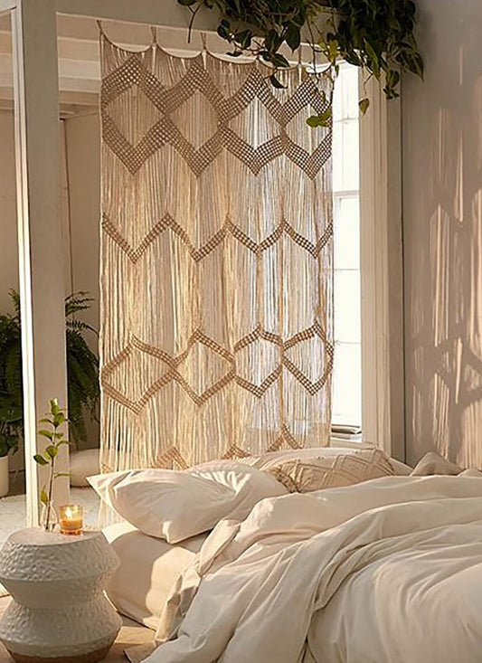 Macramé Doorway Curtains | Bohemian Room Divider | Handmade Door String Curtain