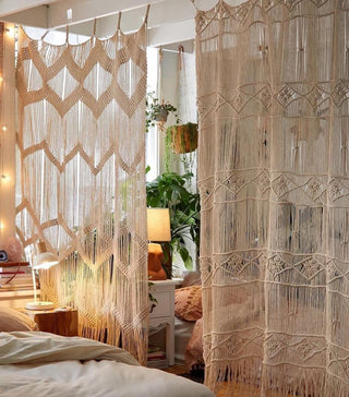 Macramé Doorway Curtains | Bohemian Room Divider | Handmade Door String Curtain