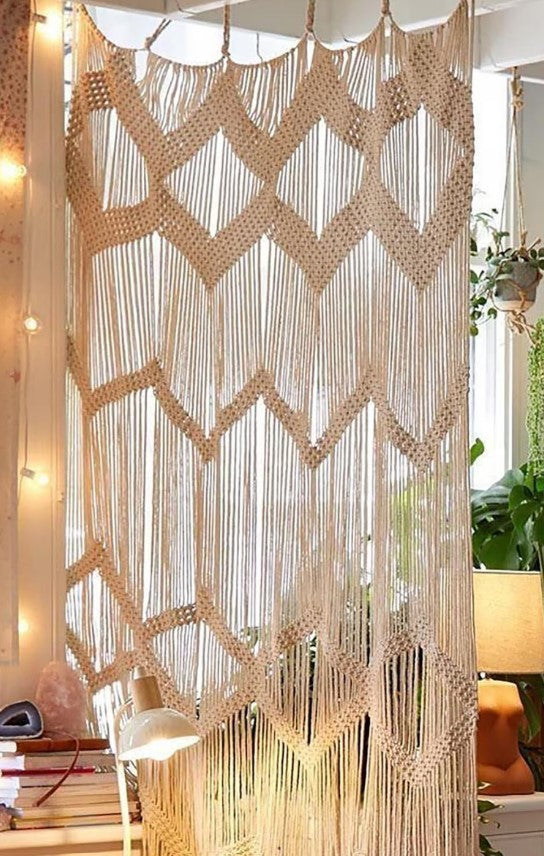 Macramé Doorway Curtains | Bohemian Room Divider | Handmade Door String Curtain