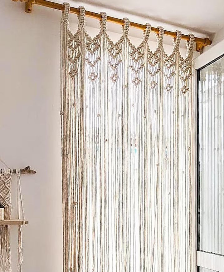 Handmade Door String Curtain | Door Window curtain Housewarming Gift, Extra Large Macrame, Bohemian Tapestry, Mid Century Modern, Wedding Backdrop, Bedroom Decor