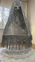Handmade Macrame Swing Chair For Hanging Chair Macrame Swing With Red Cushion