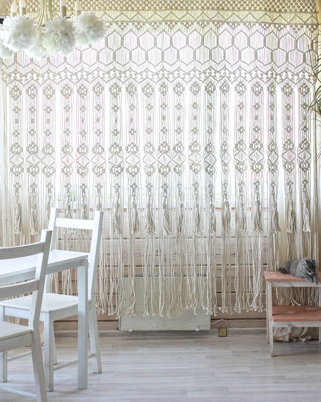 Macrame Window Curtain, Wall Hanging  Living Room Decor macrame curtain, handmade curtain, boho wall, room divider