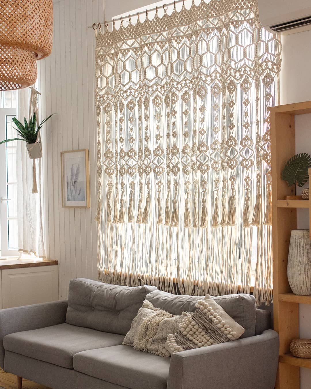 Macrame Window Curtain, Wall Hanging  Living Room Decor macrame curtain, handmade curtain, boho wall, room divider