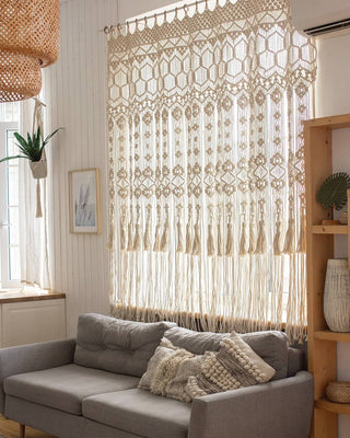 Macrame Window Curtain, Wall Hanging  Living Room Decor macrame curtain, handmade curtain, boho wall, room divider
