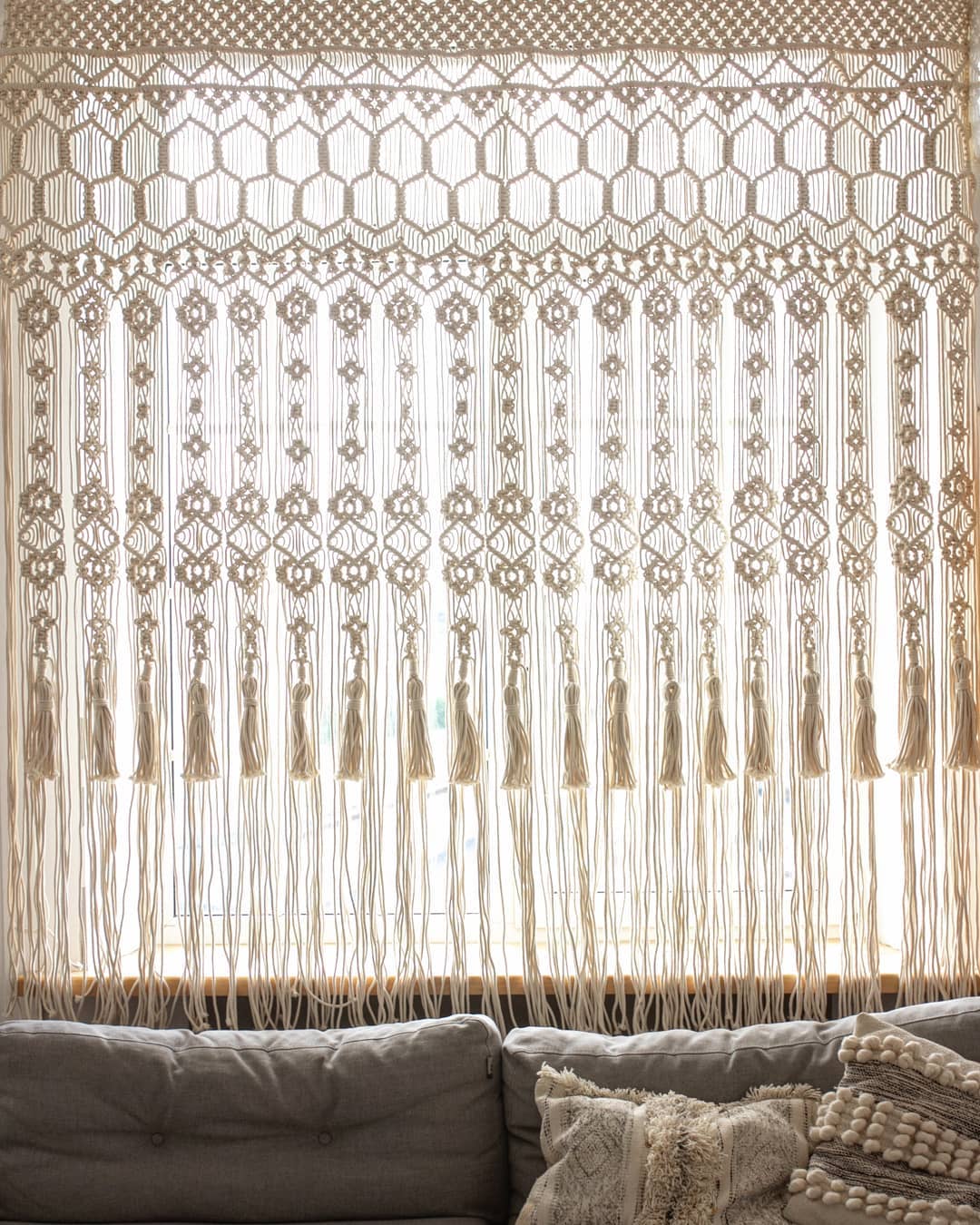 Macrame Window Curtain, Wall Hanging  Living Room Decor macrame curtain, handmade curtain, boho wall, room divider