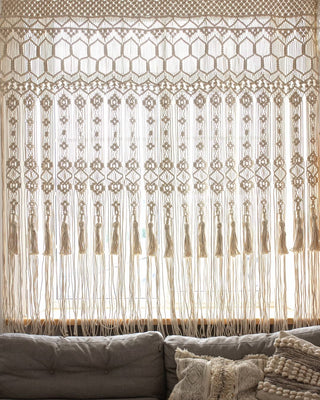 Macrame Window Curtain, Wall Hanging  Living Room Decor macrame curtain, handmade curtain, boho wall, room divider