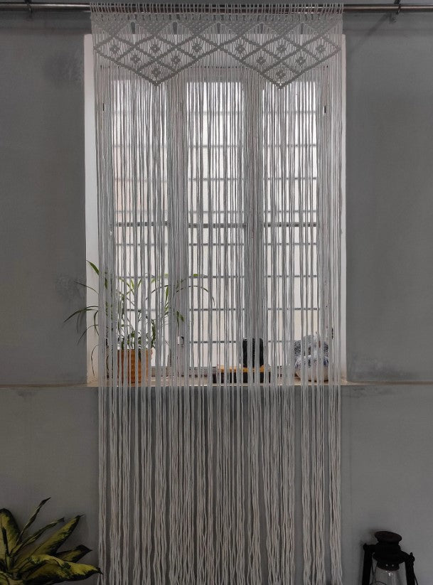Macramé  Curtains | Bohemian Room Divider Bohemian Tapestry, Mid Century Modern, Wedding Backdrop, Bedroom Decor