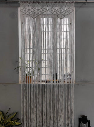 Macramé  Curtains | Bohemian Room Divider Bohemian Tapestry, Mid Century Modern, Wedding Backdrop, Bedroom Decor
