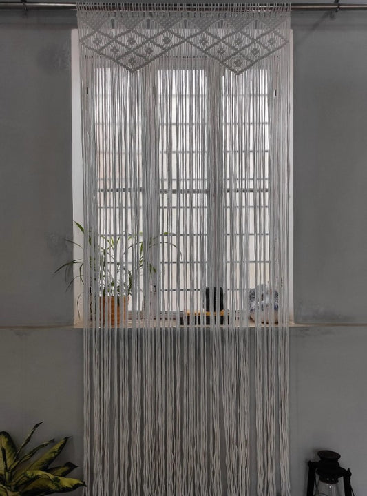 Macramé  Curtains | Bohemian Room Divider Bohemian Tapestry, Mid Century Modern, Wedding Backdrop, Bedroom Decor