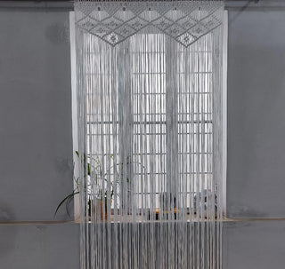 Macramé  Curtains | Bohemian Room Divider Bohemian Tapestry, Mid Century Modern, Wedding Backdrop, Bedroom Decor