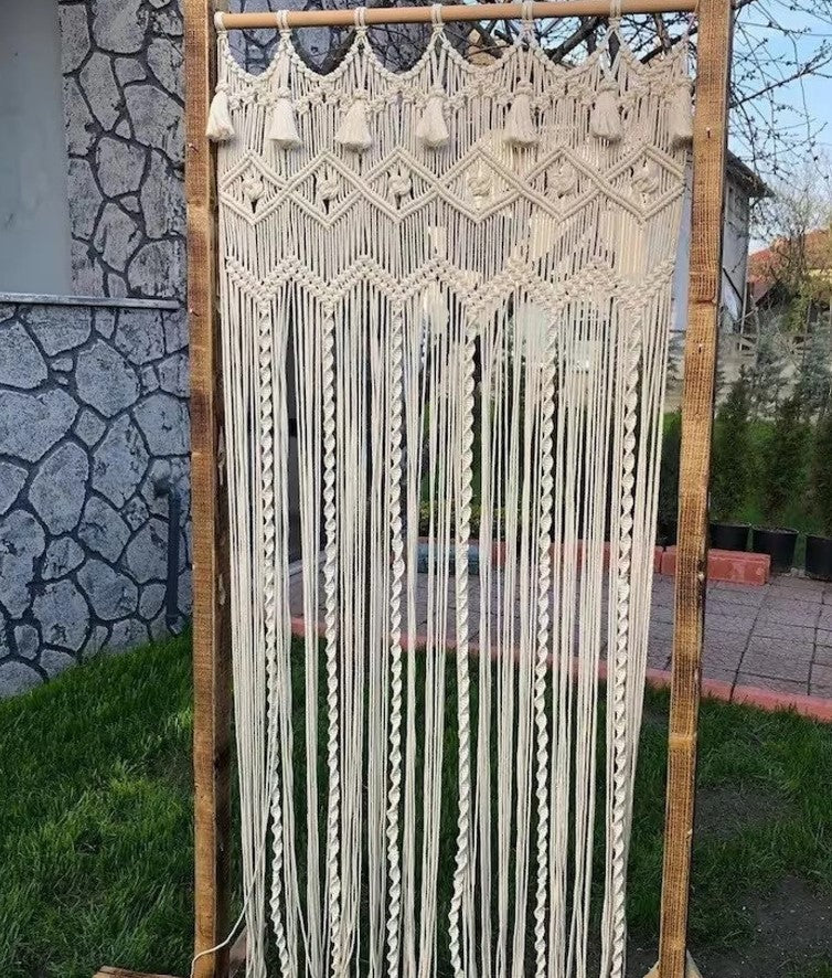 Macrame Large Curtain Decoration Wall Arch Backdrop Bohemian Tapestry, Mid Century Modern, Wedding Backdrop, Bedroom Decor