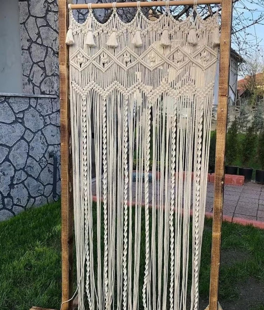 Macrame Large Curtain Decoration Wall Arch Backdrop Bohemian Tapestry, Mid Century Modern, Wedding Backdrop, Bedroom Decor