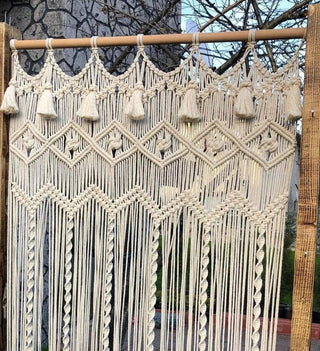 Macrame Large Curtain Decoration Wall Arch Backdrop Bohemian Tapestry, Mid Century Modern, Wedding Backdrop, Bedroom Decor