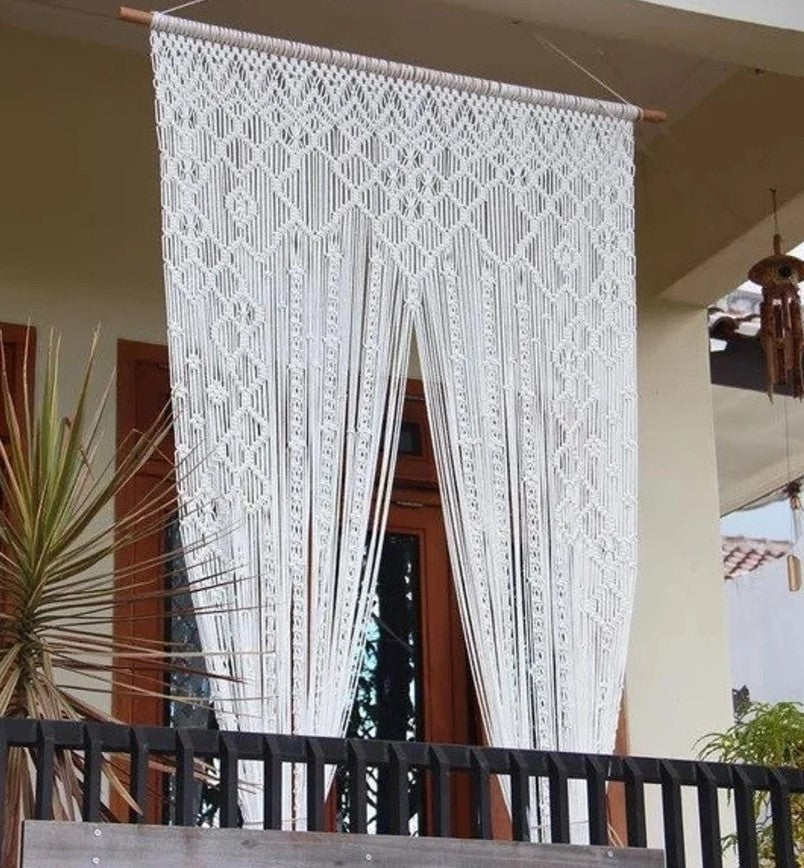 Handmade Macramé Boho Macrame Doorway Curtain for Living Room Decor macrame curtain, handmade curtain, boho wall, room divider