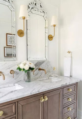 European Venetian Vanity Wall Mirror with Etchings and Crown