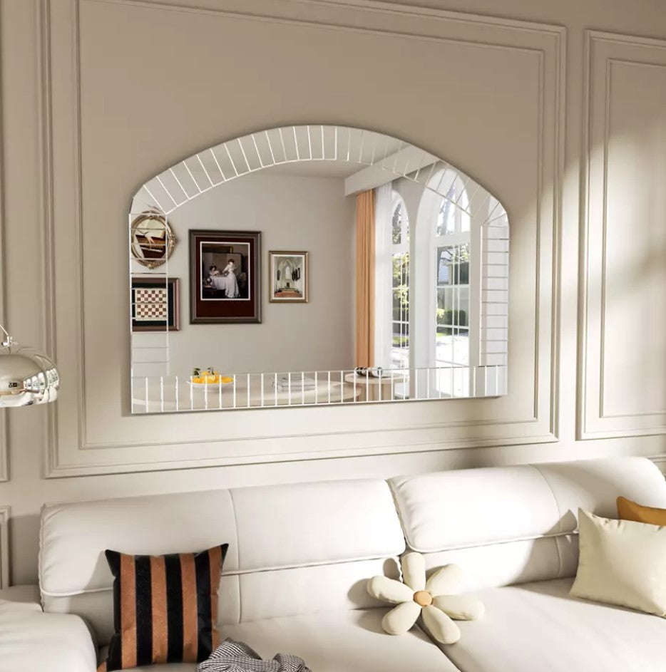 Large Arched Mirror for Wall Grecian Venetian Mirrors for Home Large Decorative Beveled Mirror | Venetian Style Wall Mirror | Vintage Home Wall Mirror for Entryway, Bedroom & Hallway
