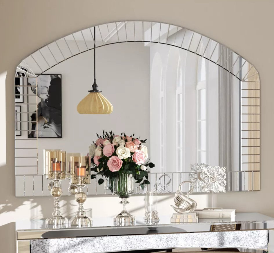 Large Arched Mirror for Wall Grecian Venetian Mirrors for Home Large Decorative Beveled Mirror | Venetian Style Wall Mirror | Vintage Home Wall Mirror for Entryway, Bedroom & Hallway