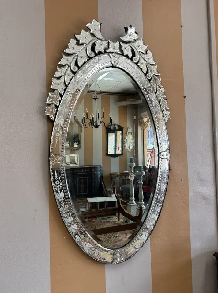 Gorgeous Very Large Venetian Etched Wall Mirror Venetian Glass Decorative Mirror