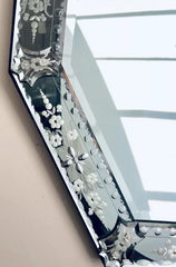Stunning Vintage Etched Venetian Glass Mirror