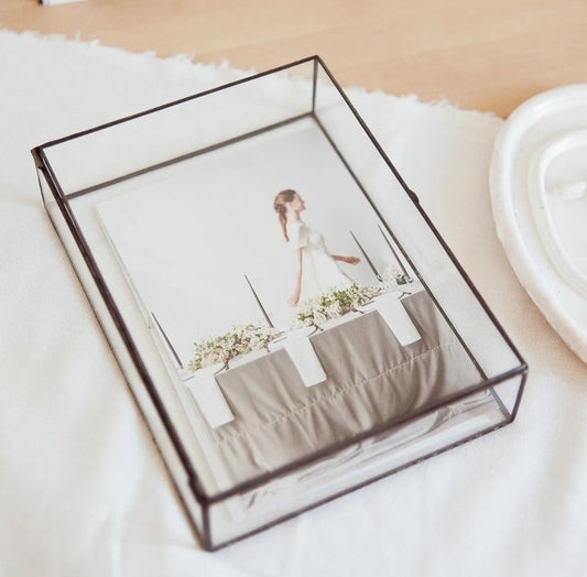 BLACK | Glass Photo Box | Photographer Box | Wedding Gift