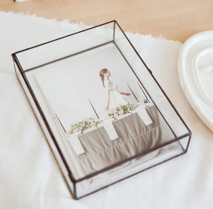 BLACK | Glass Photo Box | Photographer Box | Wedding Gift