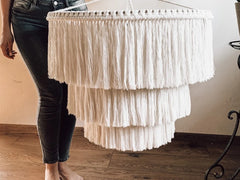 Chandelier, Cotton Pendant Light, Fringe Light Fixture, Tassel Lamp Shade, Nursery Lighting