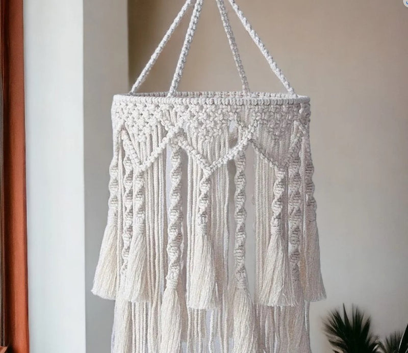 Macrame chandelier lighting, Handmade light, pendant lamp