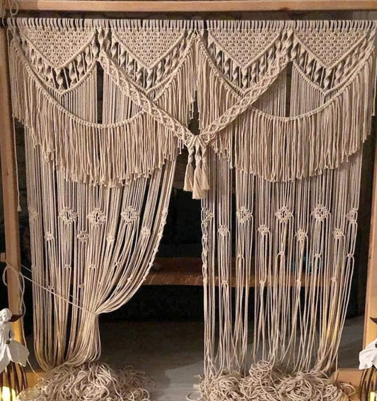 Boho Macrame Wall Hanging, Doorway Curtains, Boho Macrame Wedding Backdrop