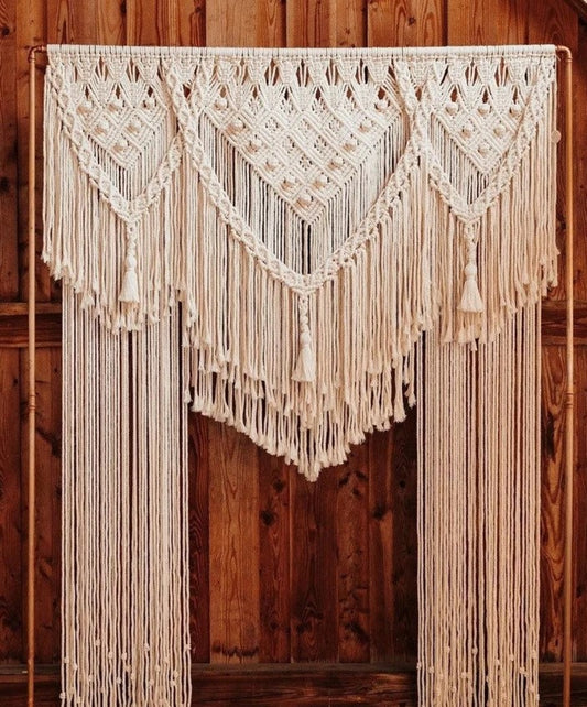 Macrame Curtain Bohemian, Macrame Wall Arch, Macrame Wedding Backdrop
