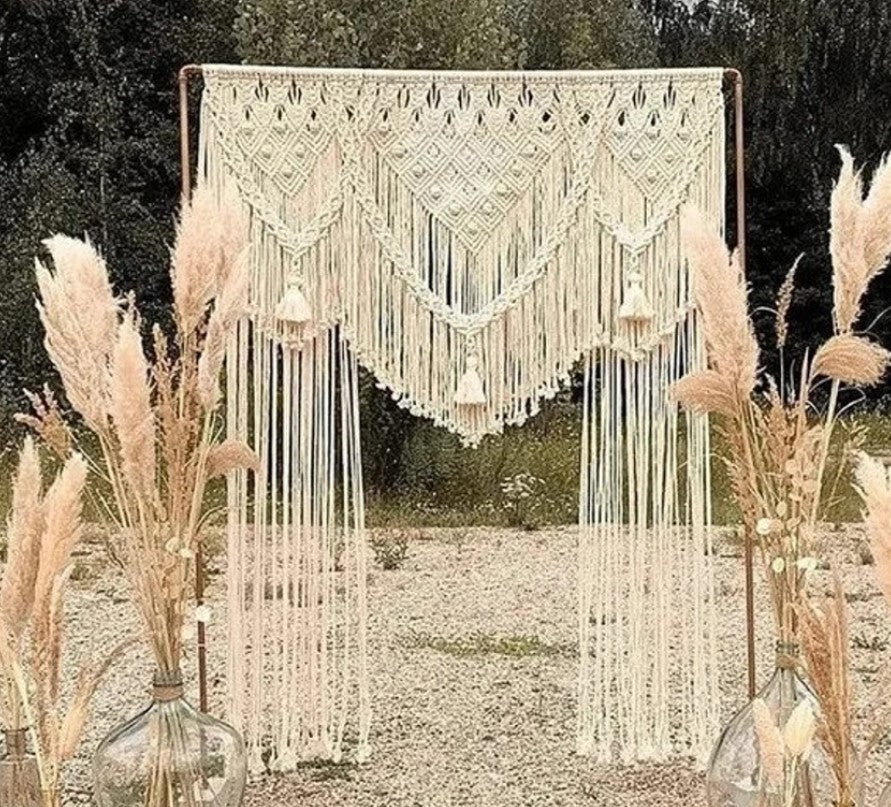 Macrame Curtain Bohemian, Macrame Wall Arch, Macrame Wedding Backdrop