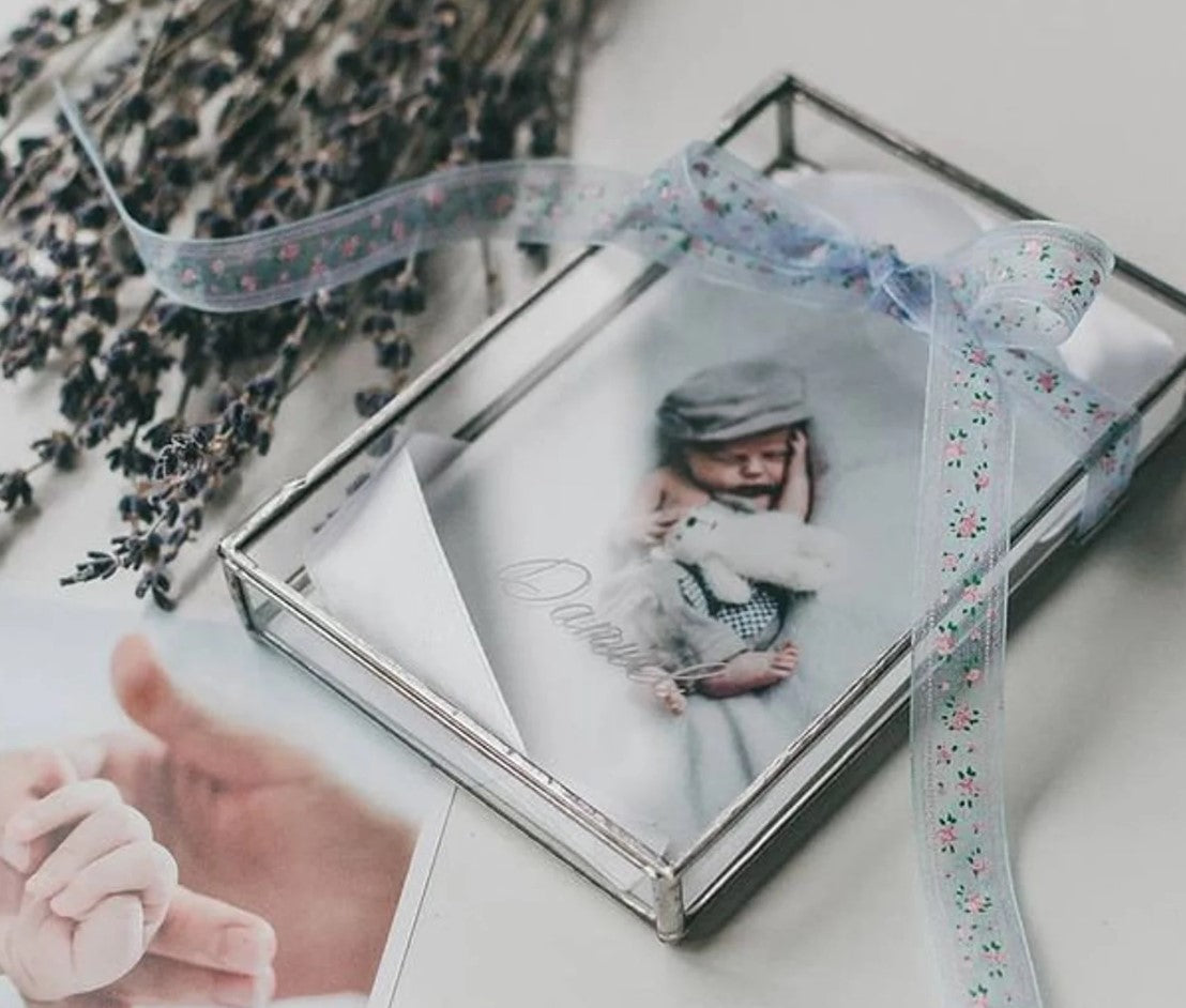 Silver | Glass Photo Box | Photographer Box | Wedding Gift