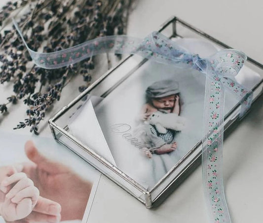 Silver | Glass Photo Box | Photographer Box | Wedding Gift