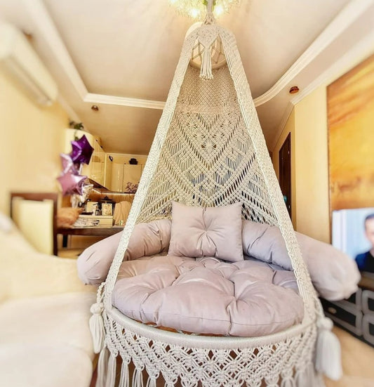 Macrame Swing, indoor Hammock, indoor Swing Chair Garden macrame swing,Macrame rocking chair,Macrame round chair,Macrame patio swing ,Macrame double swing