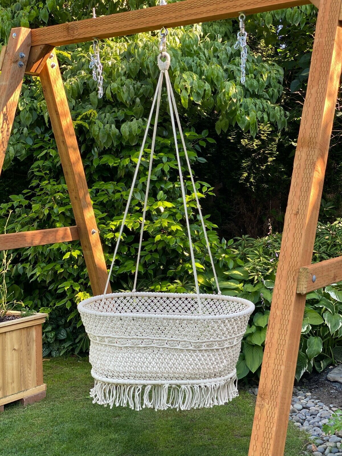 Handmade Macrame baby swing boho macrame crib – EL Clasico Overseas