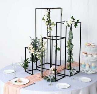Set Of 4 Wedding Metal Flower Stand / Geometric Centerpiece Vase / Candle Holder