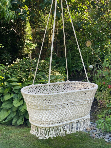 Hanging macrame crib sales