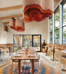 Christmas Macrame Decoration Cream Layers Handcrafted Macrame Chandelier, Large Boho Macrame Chandelier, Tassel Fringe Pendant Light, Living Room Decor